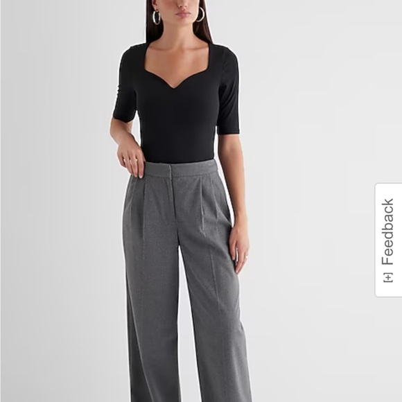 Express Body Contour High Compression Sweetheart Neckline Tee Black S - Picture 3 of 4